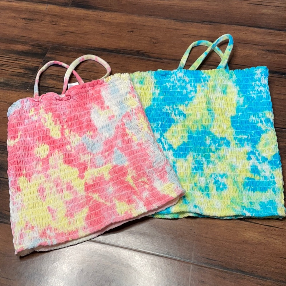Justice tie dye spaghetti strap top size 6/7 adjustable straps